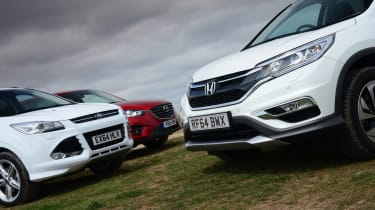 Honda CR-V vs Mazda CX-5 vs Ford Kuga - front